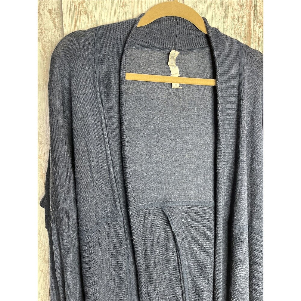 Lululemon Merino Wool-Blend Ribbed Long Sleeve Wrap Sweater Cardigan Blue Sz 8 - Picture 8 of 16